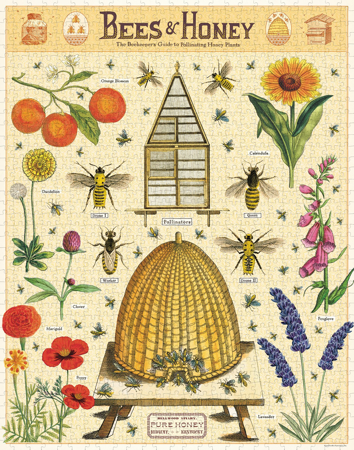 Alternative view of Cavallini & Co - Bees & Honey 1000 Piece Jigsaw Puzzle