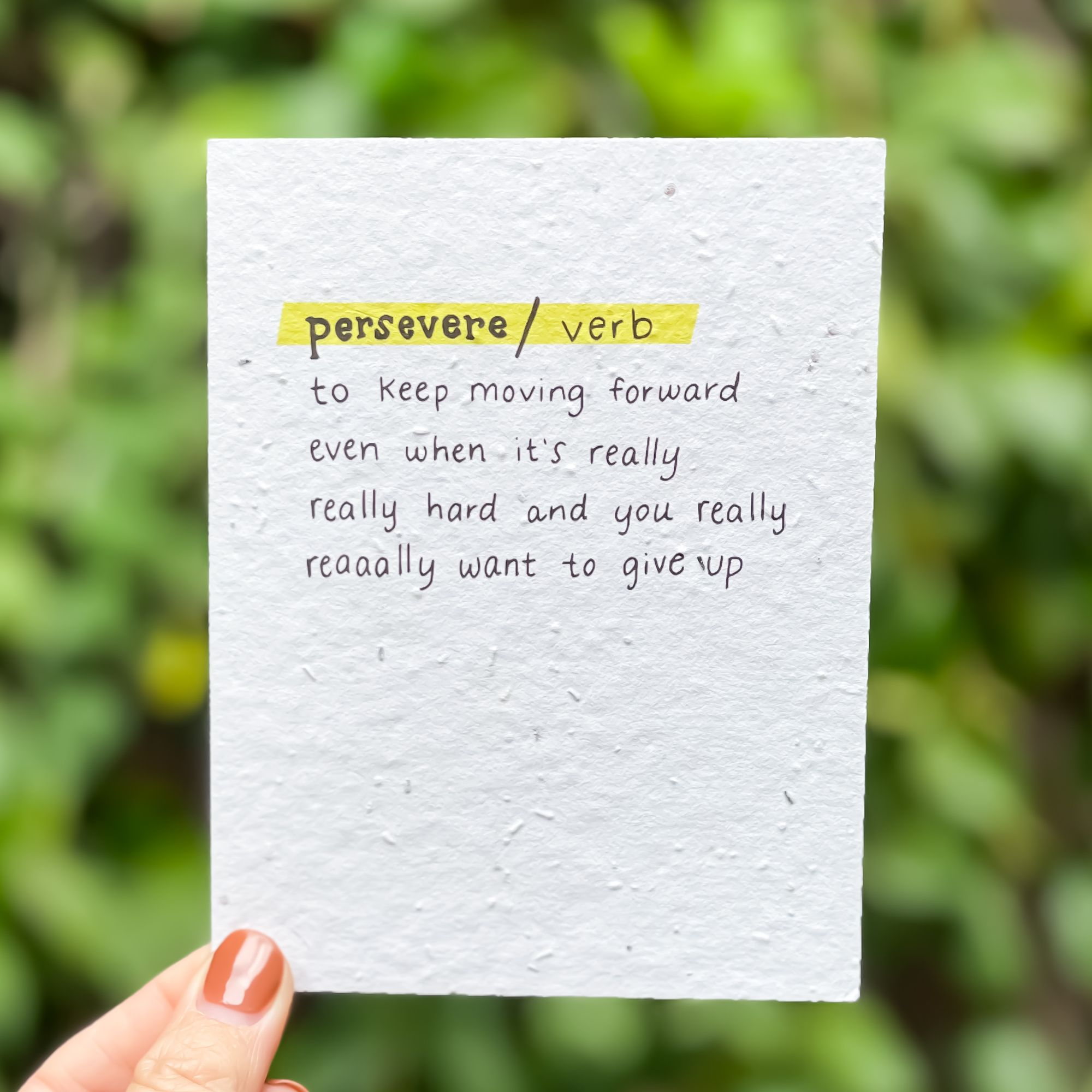 Alternative view of Persevere Definition Card