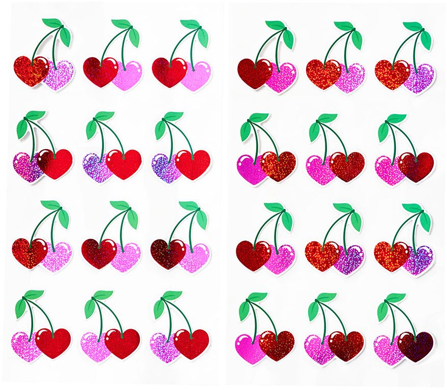 Alternative view of Shimmer Heart Cherry Stickers