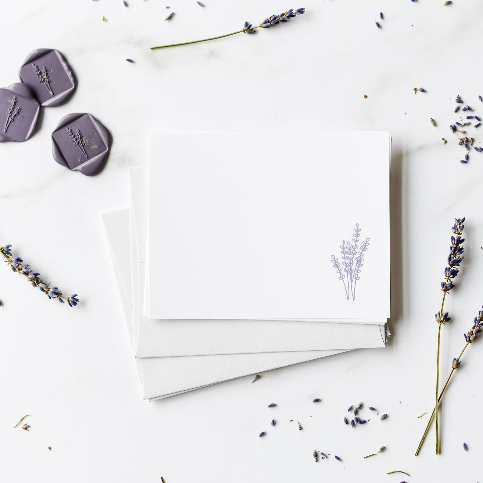 Alternative view of Correspondence Lavender Flat Wax Seal Stationery Set