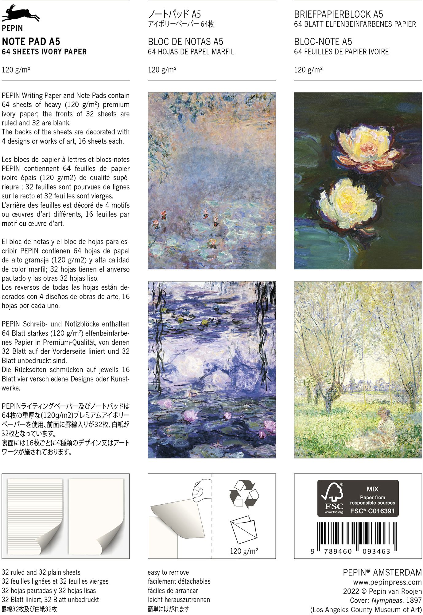 Alternative view of Claude Monet A5 Note Pad
