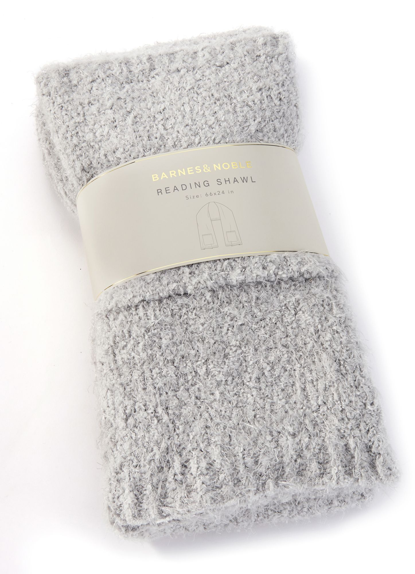 Reading Shawl with Pockets, Light Gray - Image 3