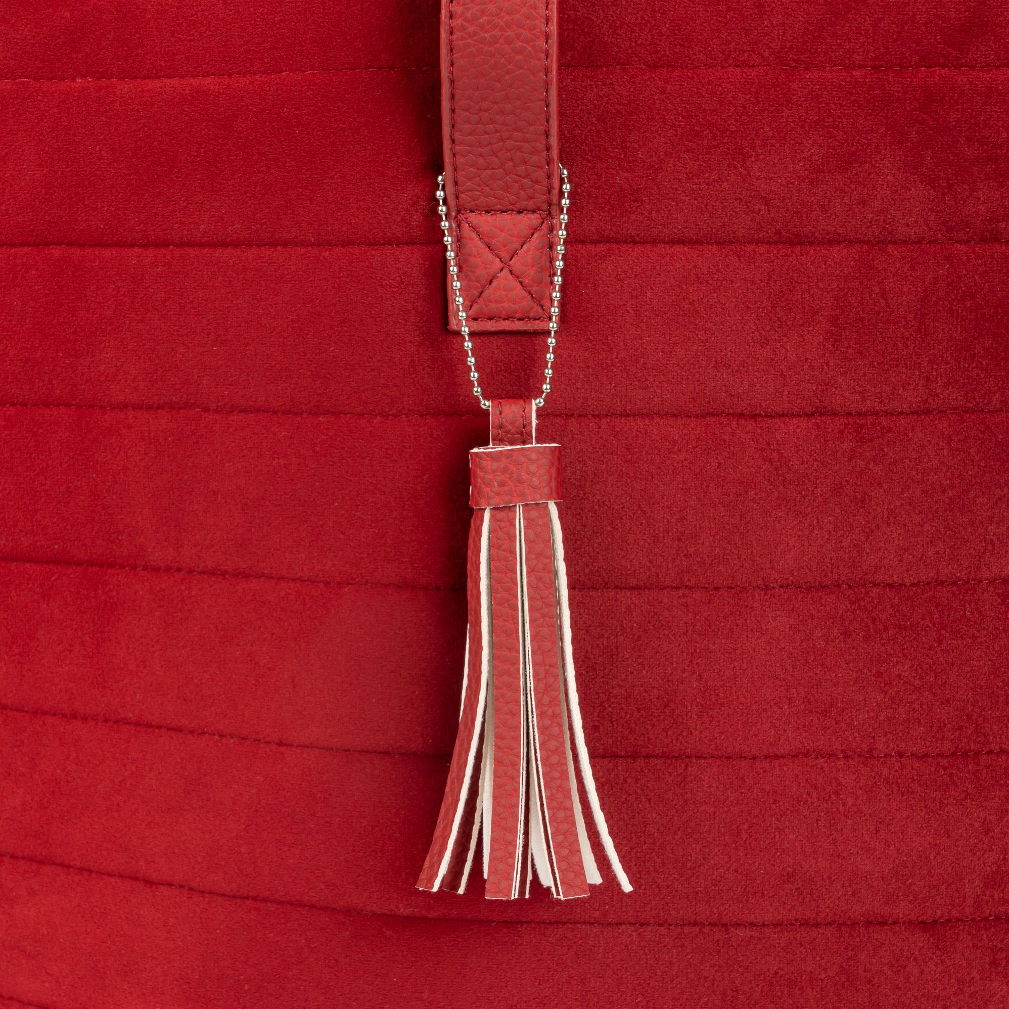 B&N Exclusive Red Quilted Velvet Tote - Image 3