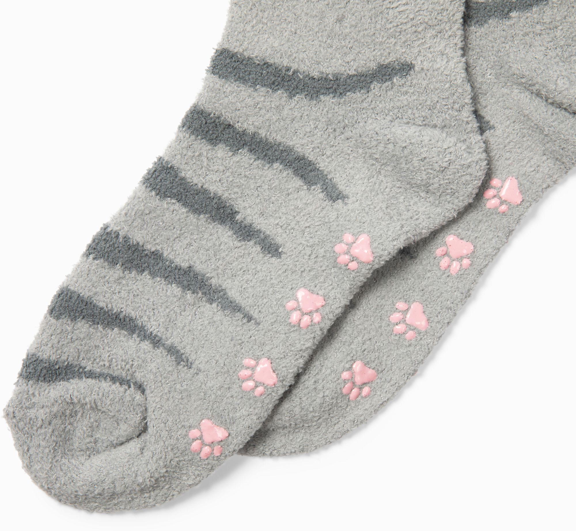 Grey Cat Fuzzy Crew Socks - Image 3