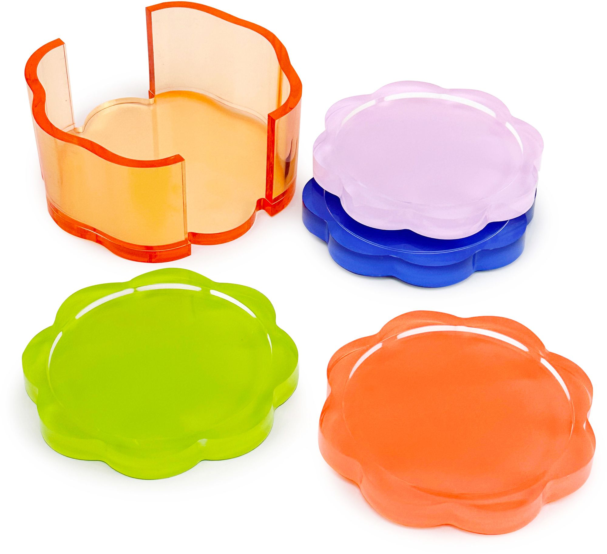 Bright Acrylic Flower Coasters With Holder - Image 3