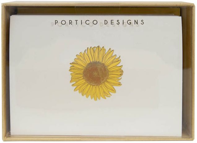 Alternative view of Correspondence Boxed Notecards Gold Sunflower