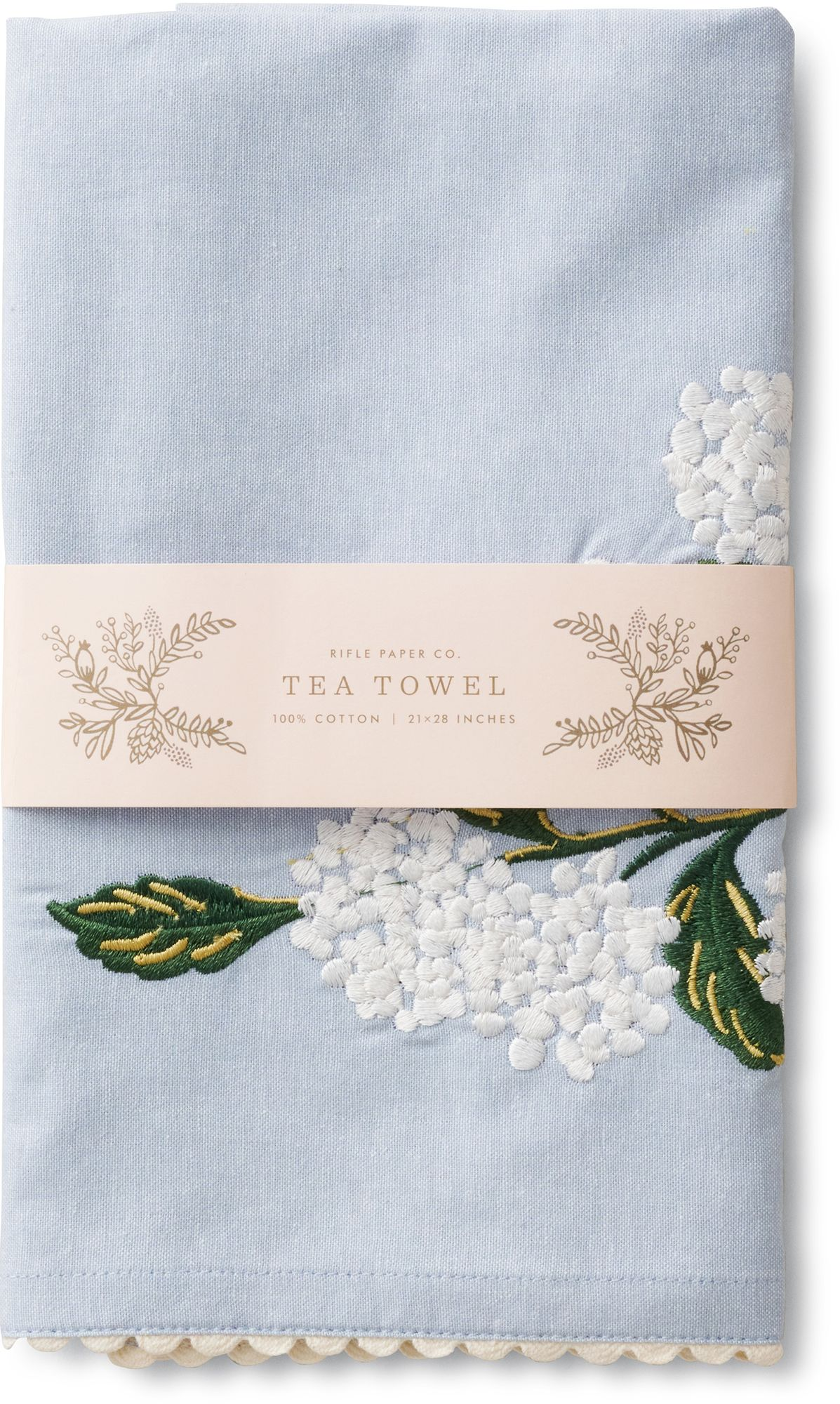Alternative view of Hydrangea Embroidered Tea Towel