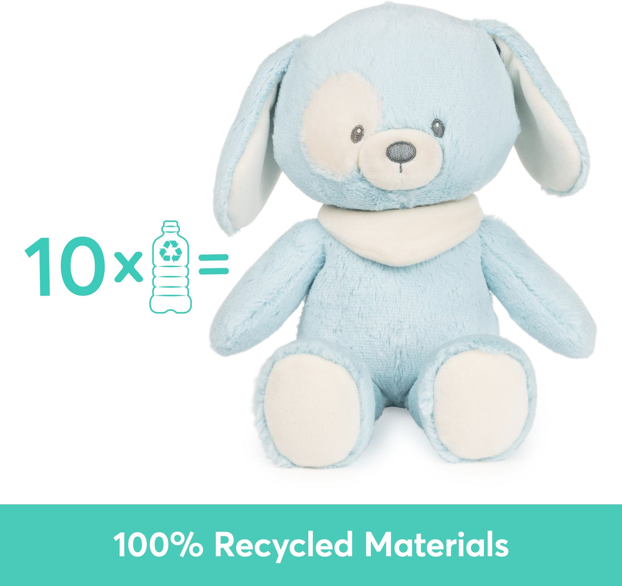 Alternative view of Baby GUND Sustainable Puppy Plush Stuffed Animal Made from Recycled Materials For Babies and Newborns Blue/Cream, 13"