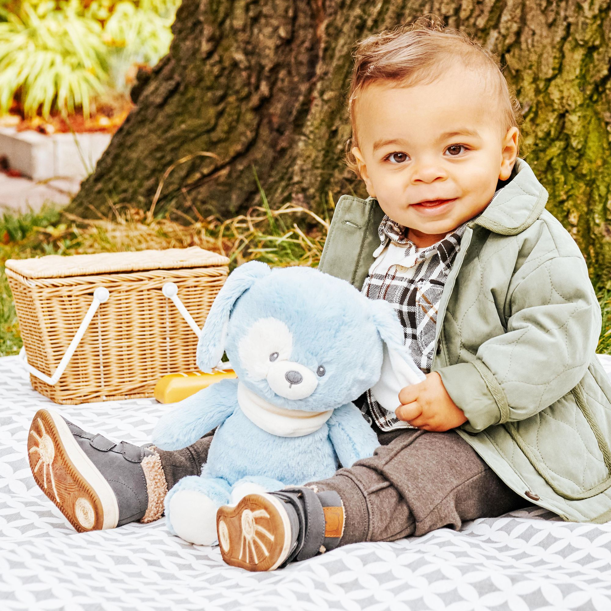 Baby GUND Sustainable Puppy Plush Stuffed Animal Made from Recycled Materials For Babies and Newborns Blue/Cream, 13" - Image 6