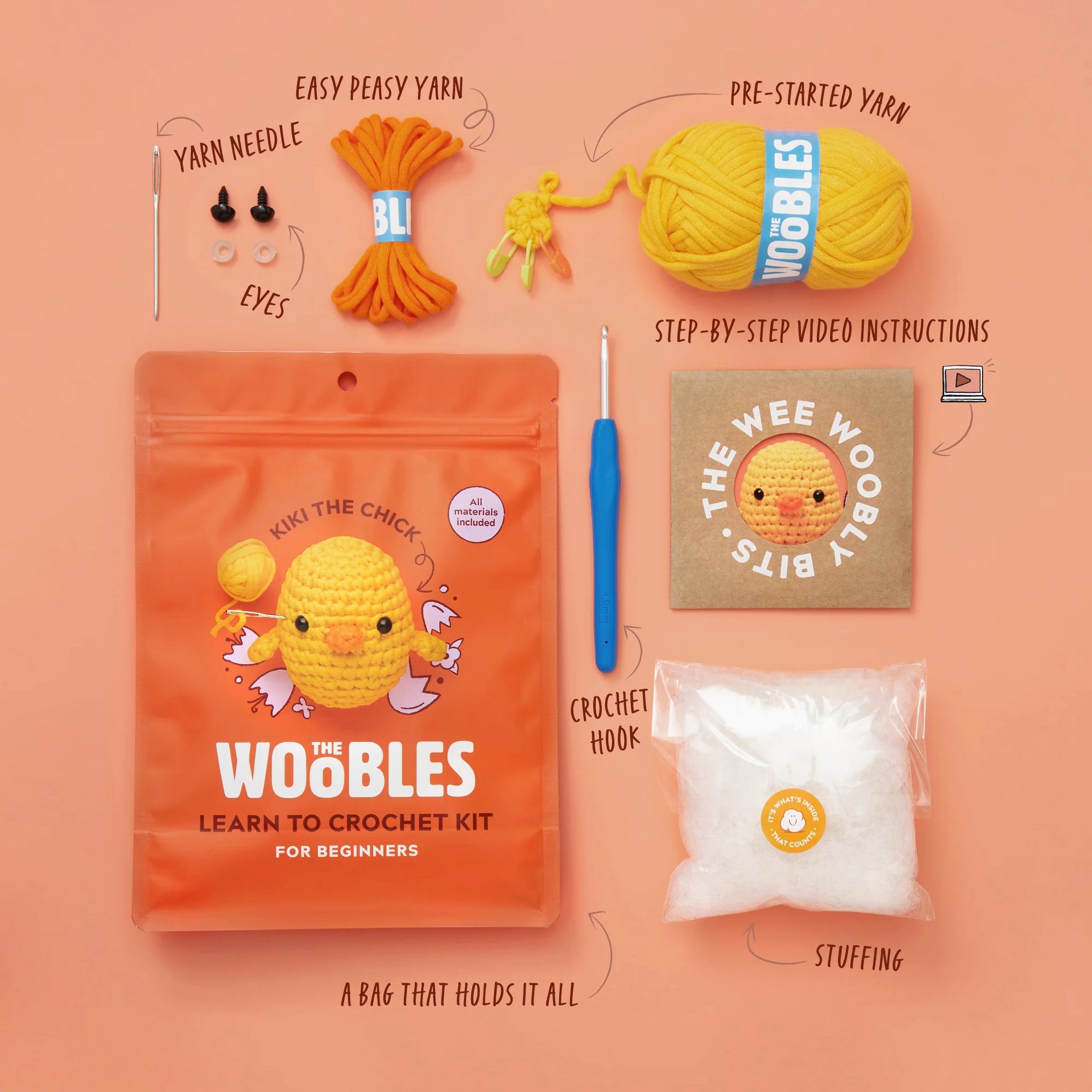 Alternative view of Kiki the Chick, The Woobles, Chick learn to Crochet kit
