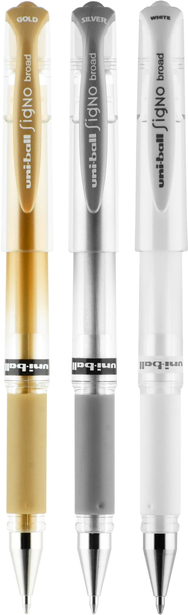 uniball Signo Gel Impact Pens, Bold Point (1.0mm), Assorted Metallic, 3 Pack (Gold, Silver, White) - Image 5