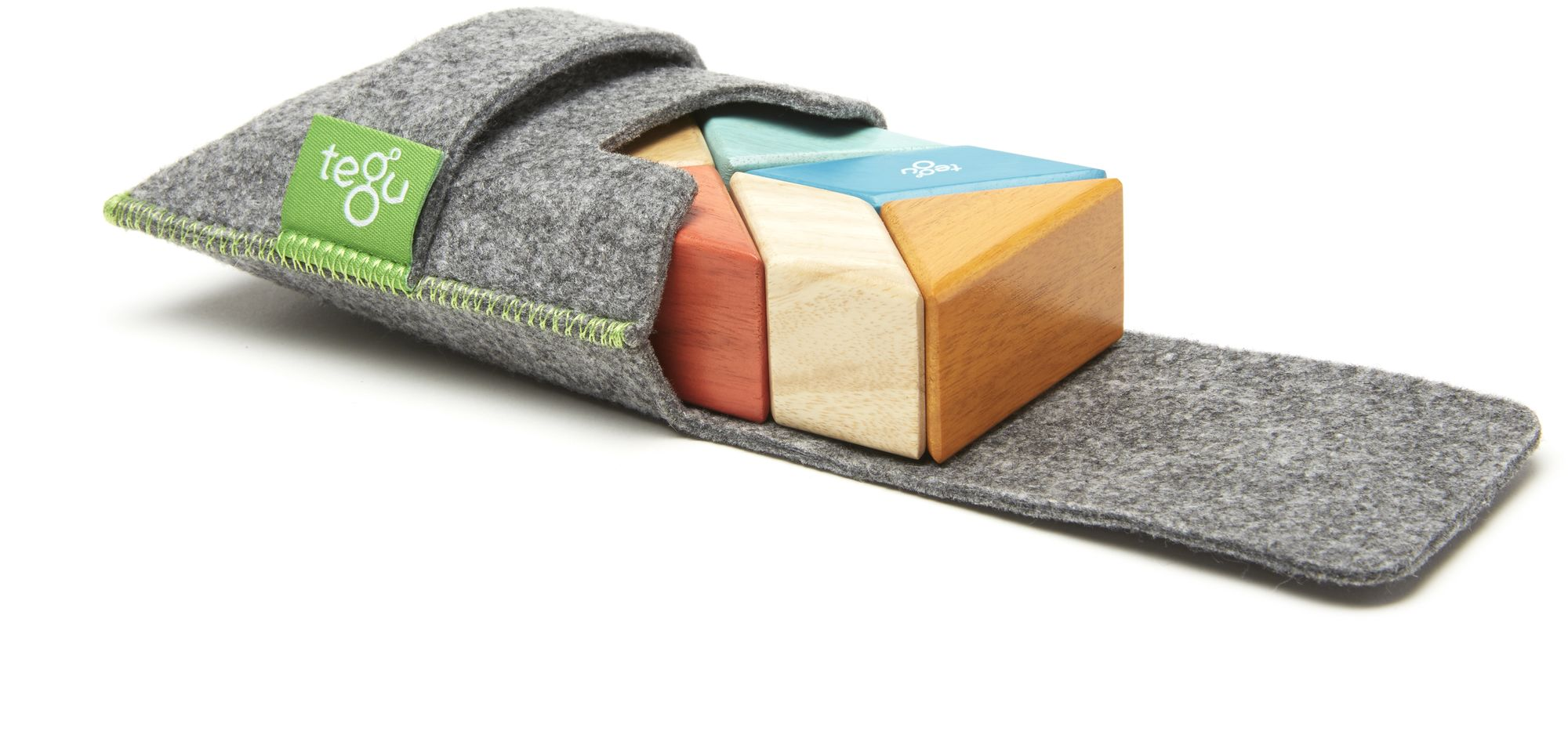 Alternative view of 6 Piece Tegu Pocket Pouch Prism Magnetic Wooden Block Set, Sunset