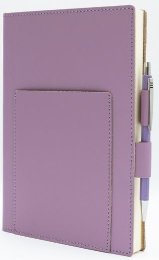 Alternative view of Purple Leather Journal with pen included and Blank Pages