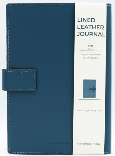 Blue Leather Journal with Leather Flap Closure and Lined Pages - Image 6