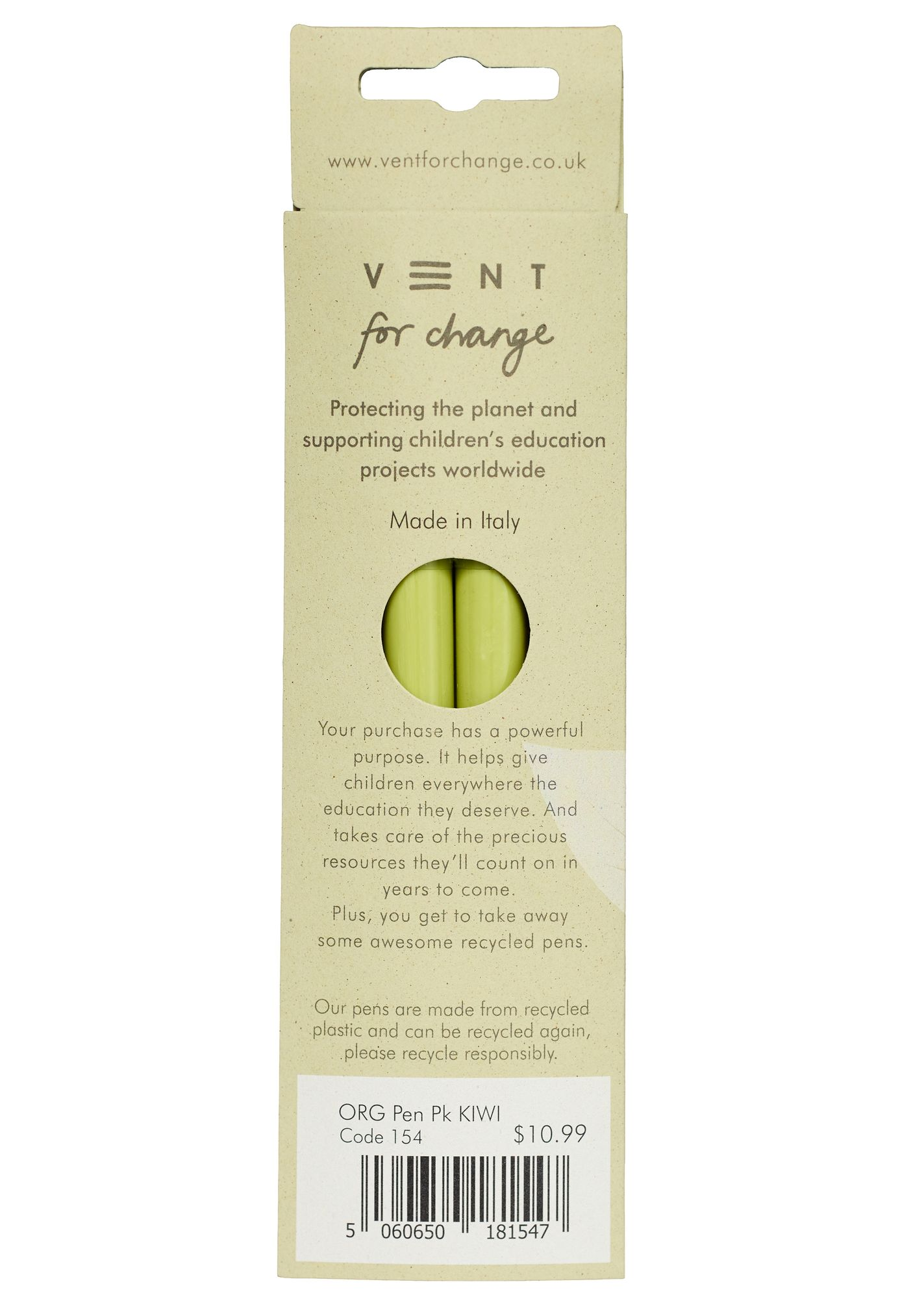 Alternative view of Organics Kiwi Recycled Pens
