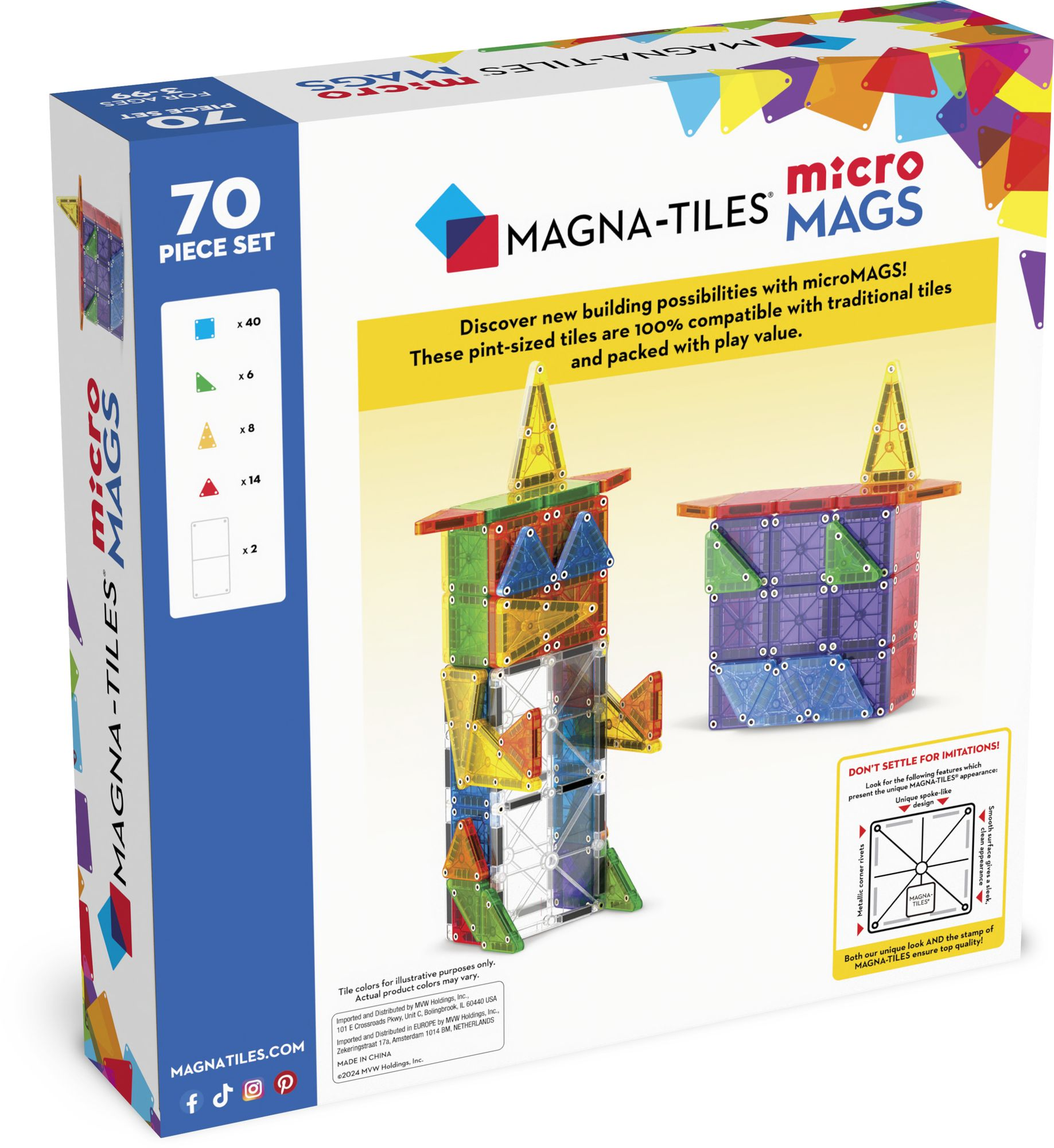 MAGNA-TILES microMAGS 70-Piece Deluxe Magnetic Construction Set, The ORIGINAL Magnetic Building Brand - Image 7