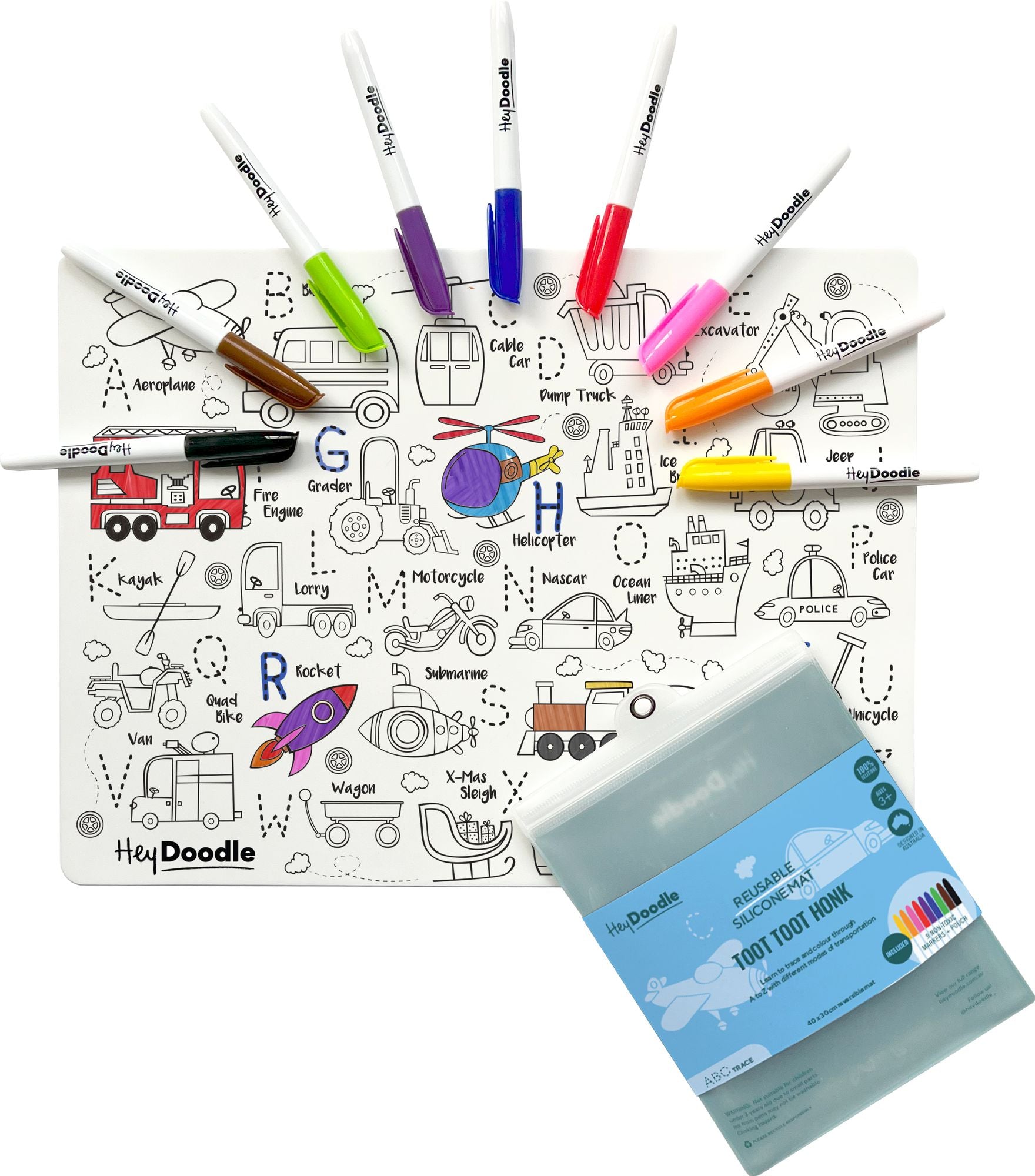 Alternative view of Toot Toot Honk Reusable Silicone Colouring Placemat by HeyDoodle