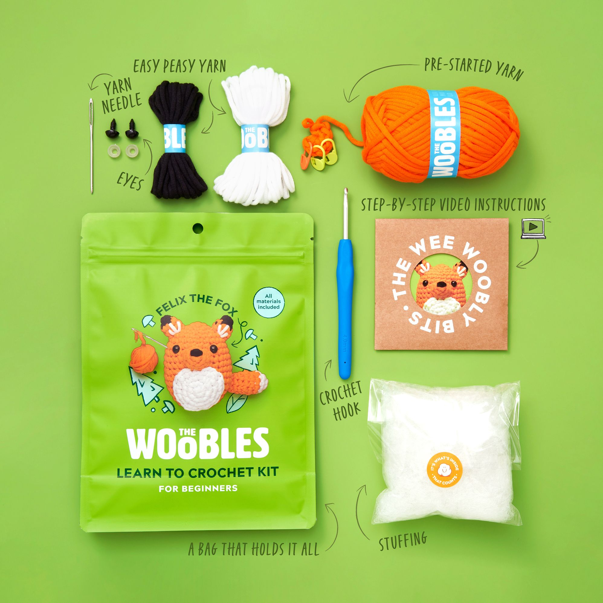 Felix the Fox, The Woobles Beginner Crochet Kit - Image 3