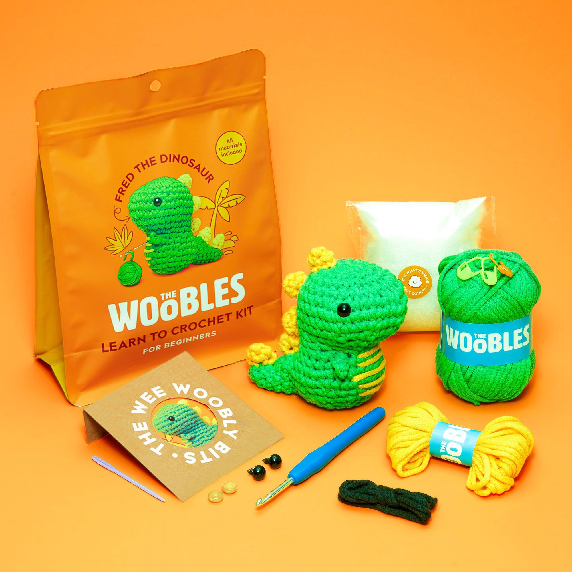 Fred the Dinosaur, The Woobles Beginner Crochet Kit - Image 4