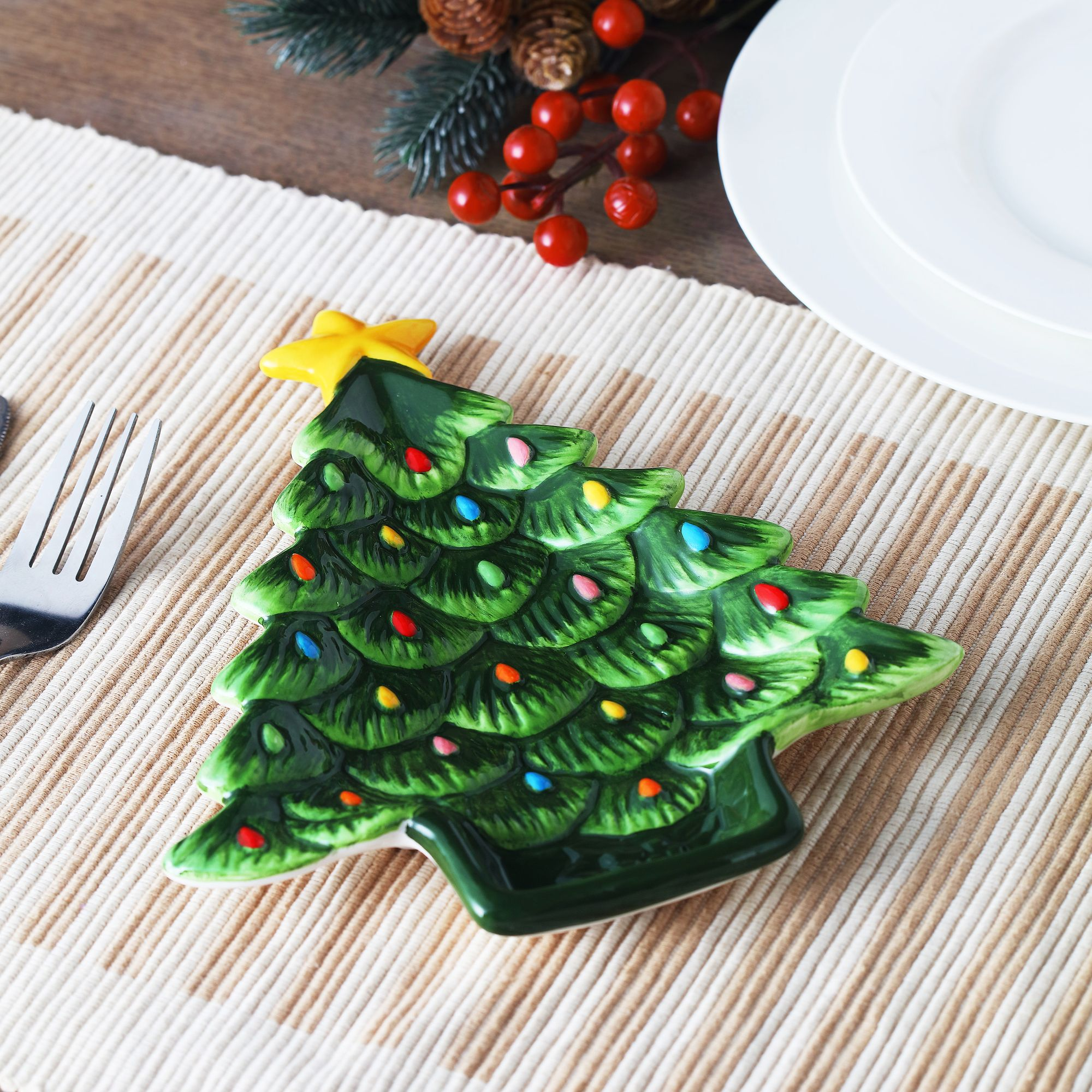Green Nostalgic Tree 8" Appetizer plate - Image 3