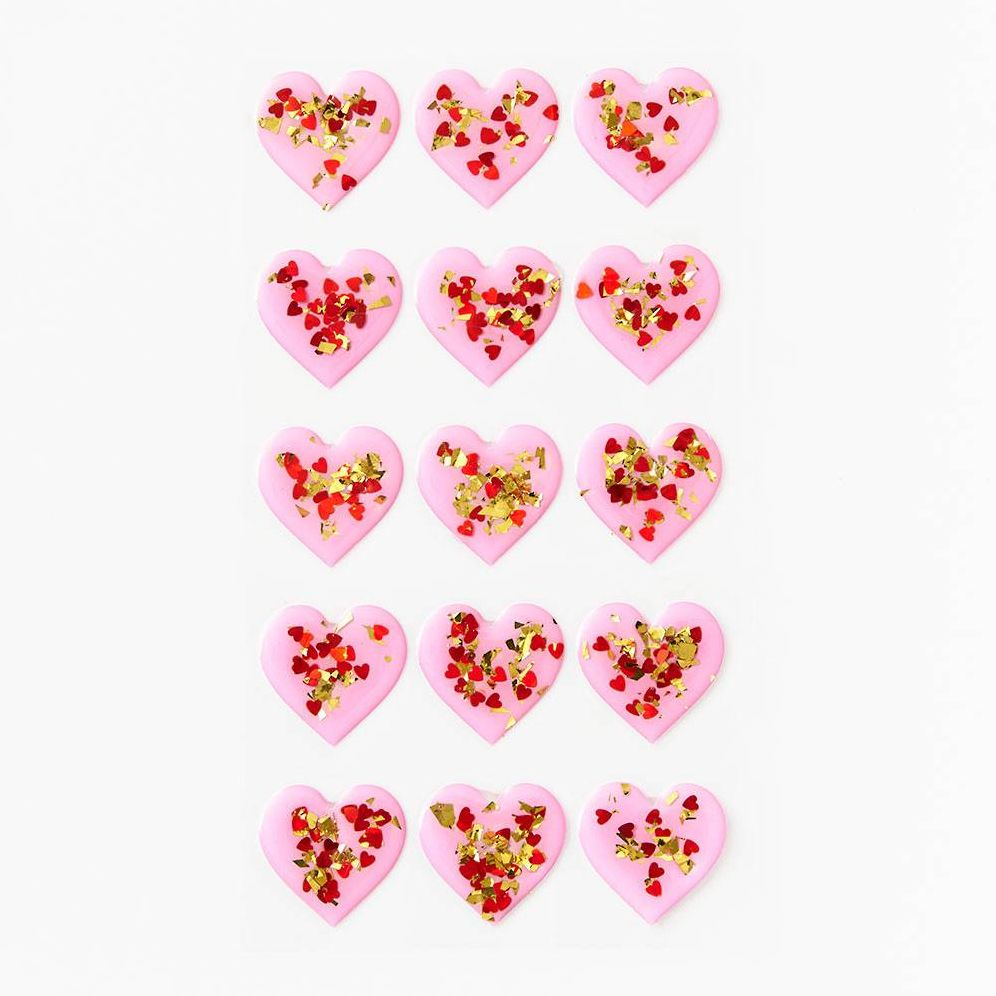 Alternative view of Blush Glitter Heart Stickers