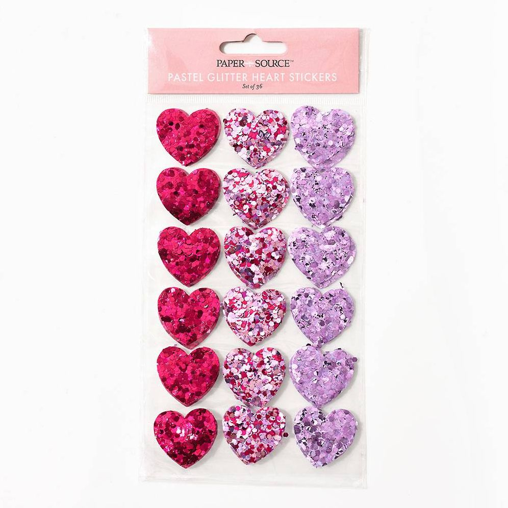 Pastel Glitter Heart Stickers - Image 3