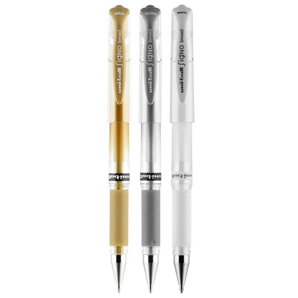uniball Signo Gel Impact Pens, Bold Point (1.0mm), Assorted Metallic, 3 Pack (Gold, Silver, White) - Image 9