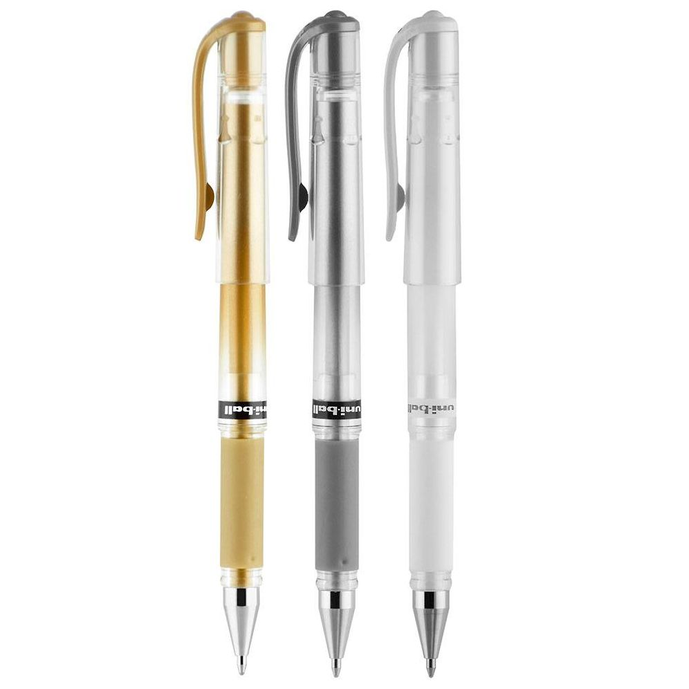 uniball Signo Gel Impact Pens, Bold Point (1.0mm), Assorted Metallic, 3 Pack (Gold, Silver, White) - Image 13