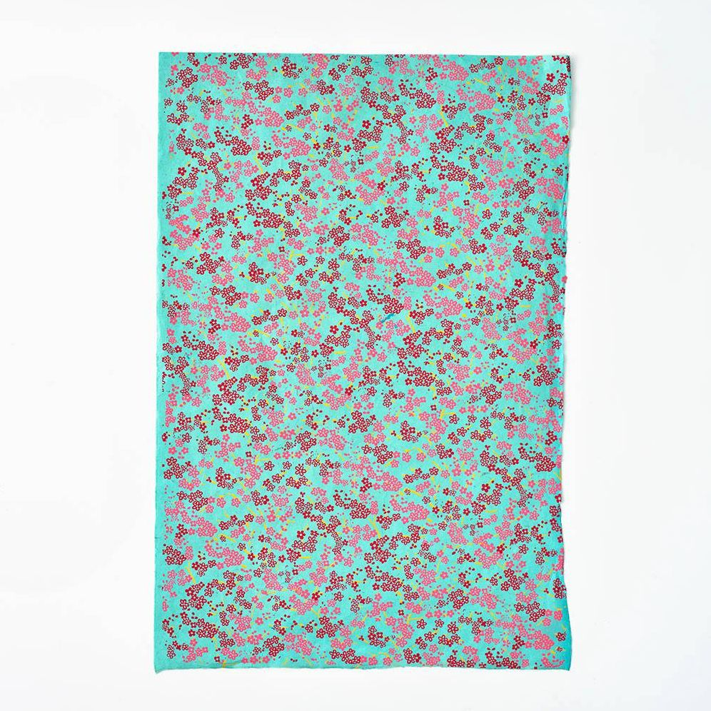 Alternative view of Forever Floral Pink On Mint Handmade Paper