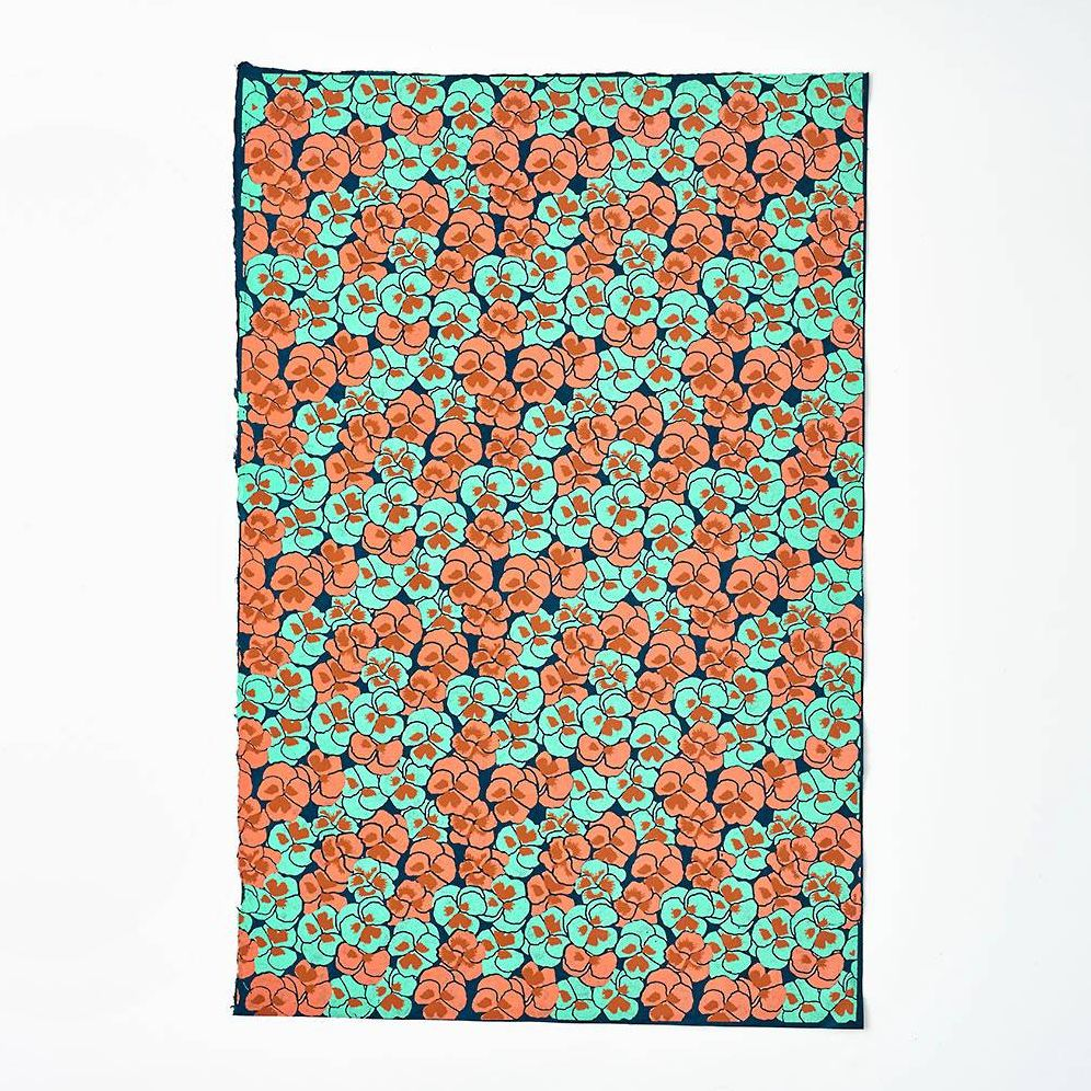 Alternative view of Tangerine Pansies on Dark Teal Handmade Paper