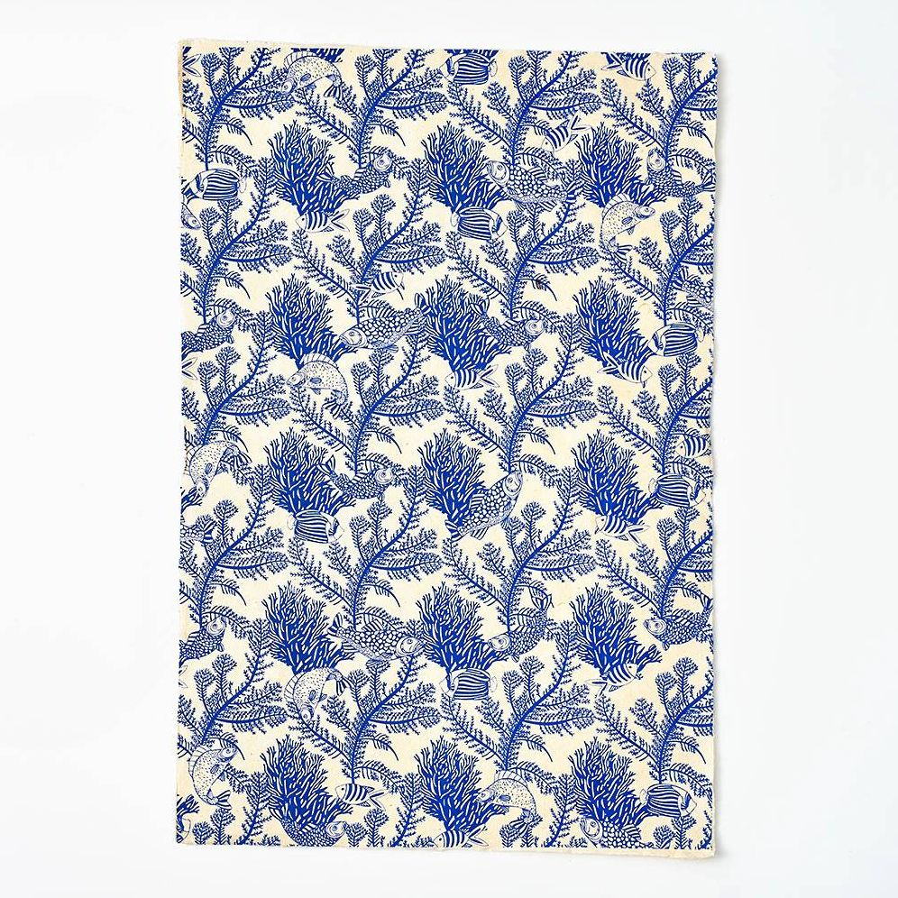 Alternative view of Sea Life On Blue Handmade Paper