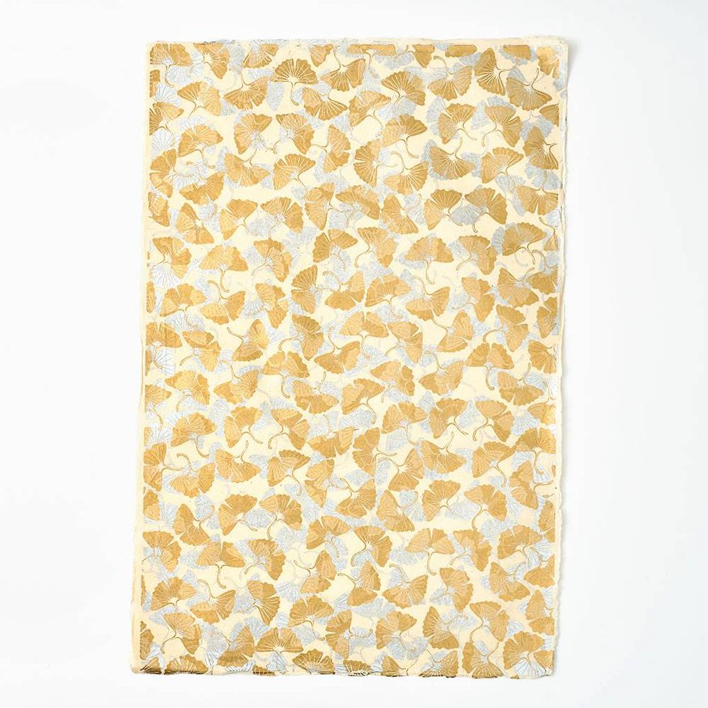 Alternative view of Gold & Silver Ginkgo on Cream Handmade Paper