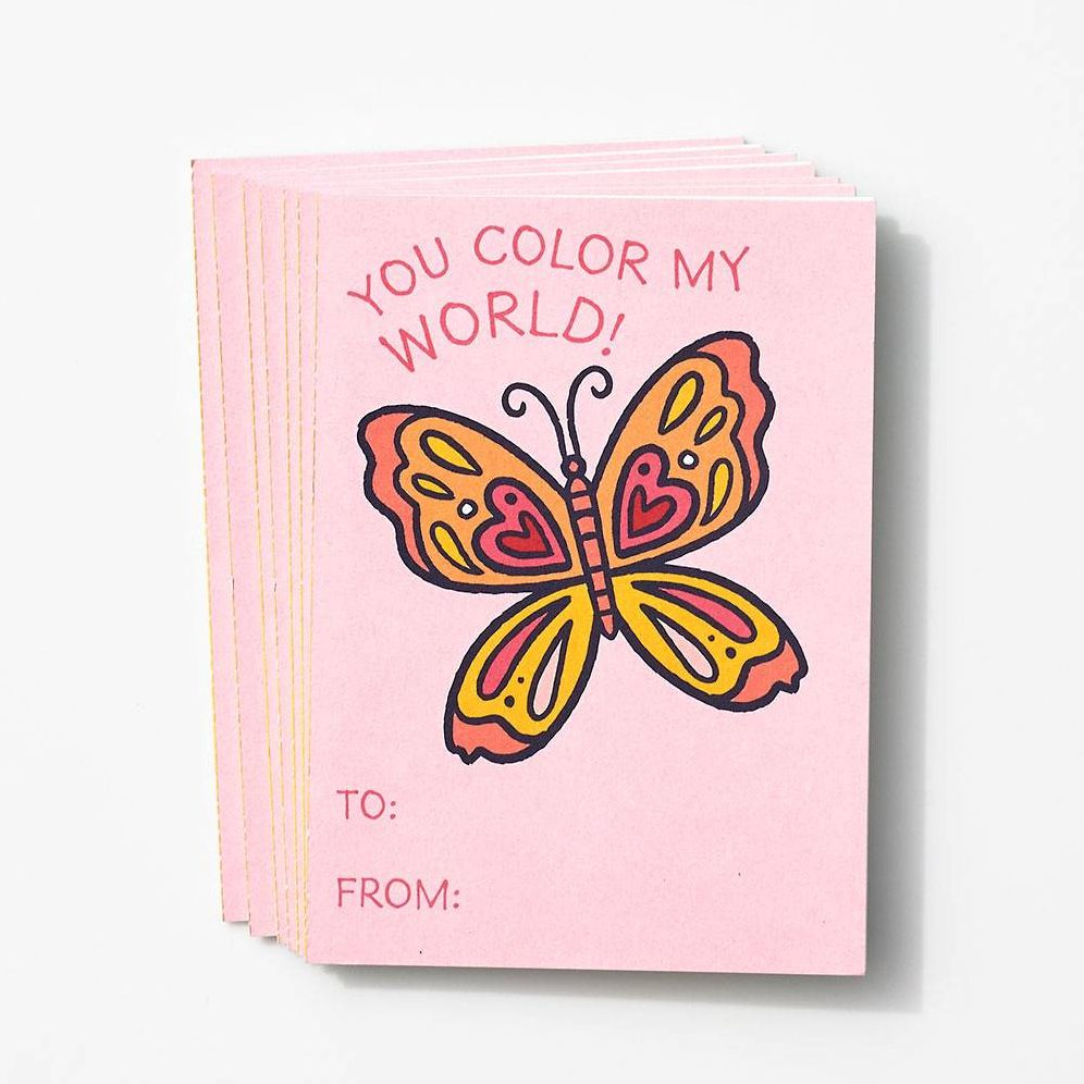 Alternative view of Butterfly Coloring Valentine Card Set