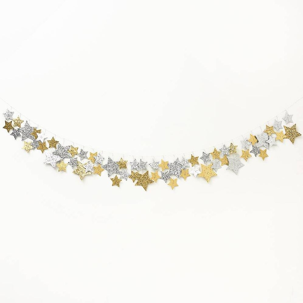 Alternative view of Silver & Gold Glitter Star Garland