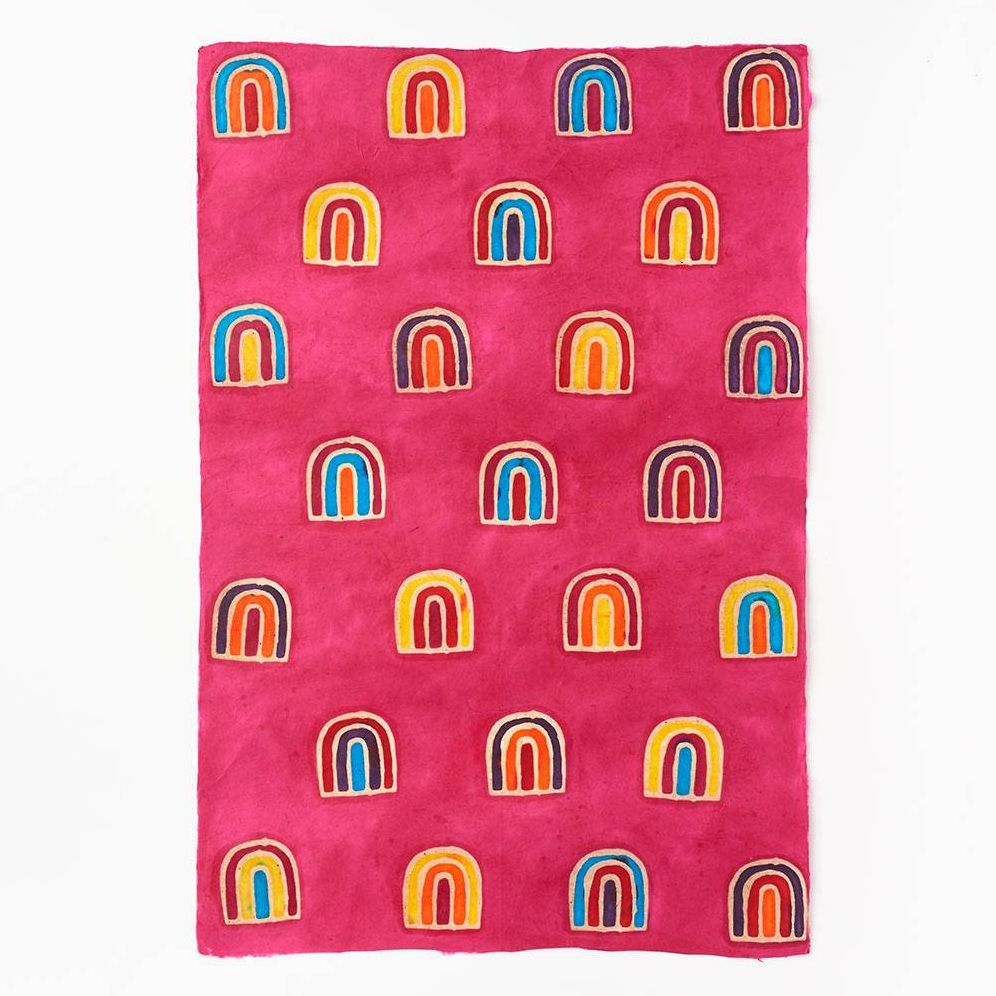 Alternative view of Rainbows on Magenta Handmade Paper