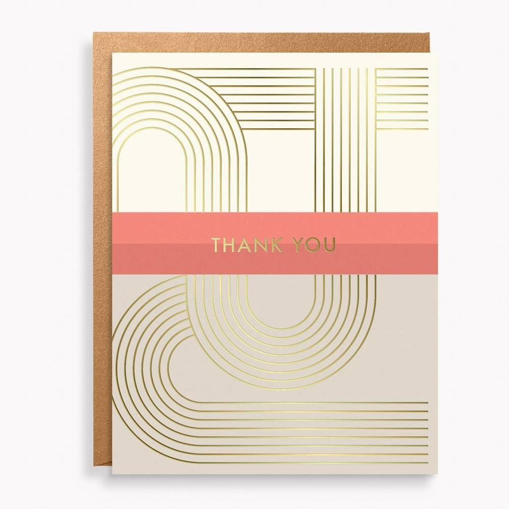 Alternative view of Modern Foil Stripe Thank You Stationery Set