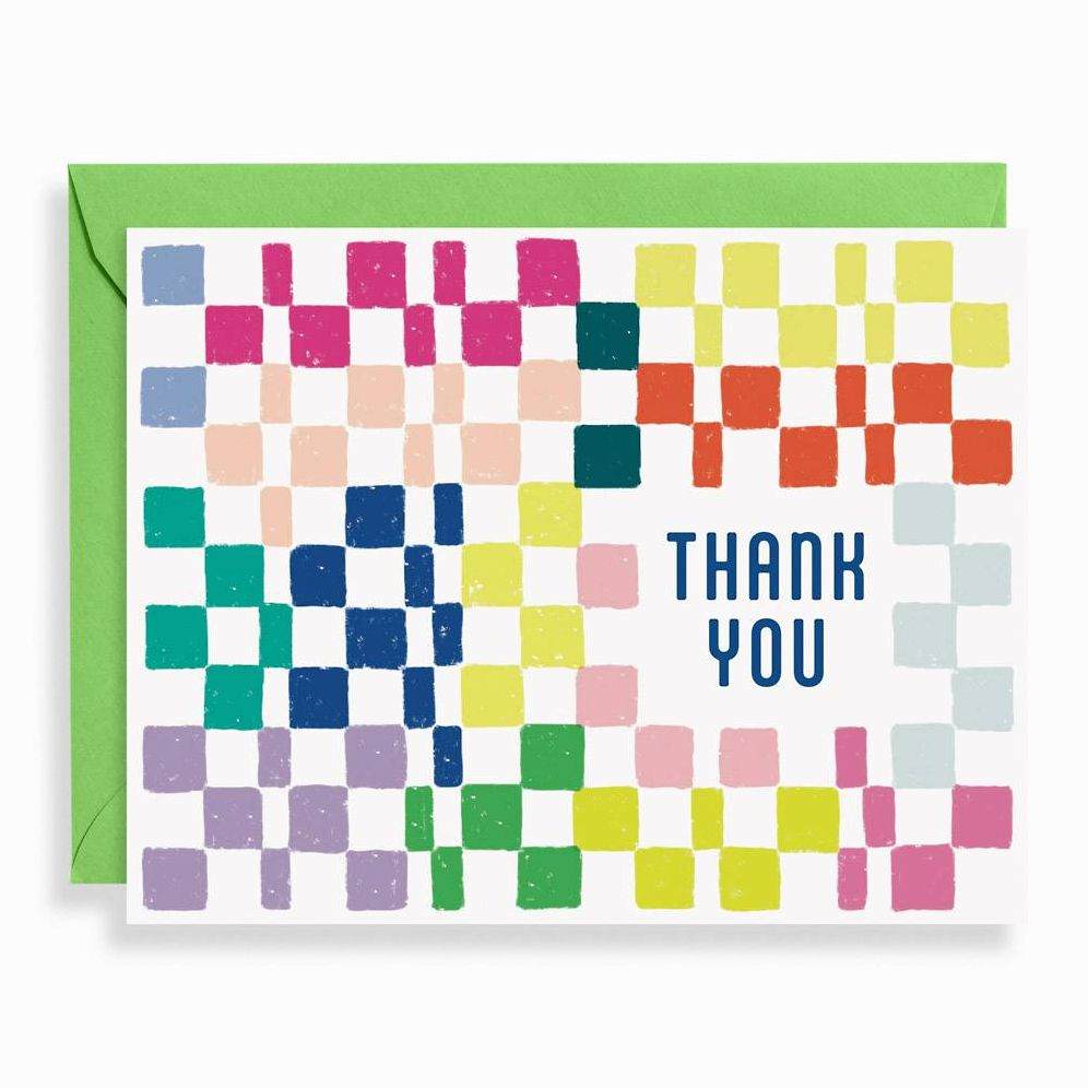Alternative view of Colorful Check Thank You Stationery Set