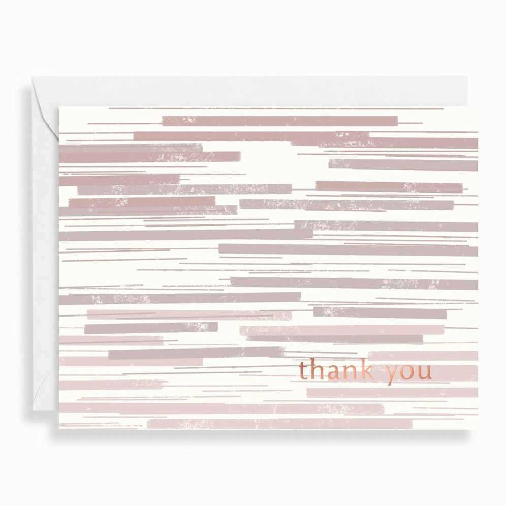 Alternative view of Neutral Stripe Floral Thank You Card Set