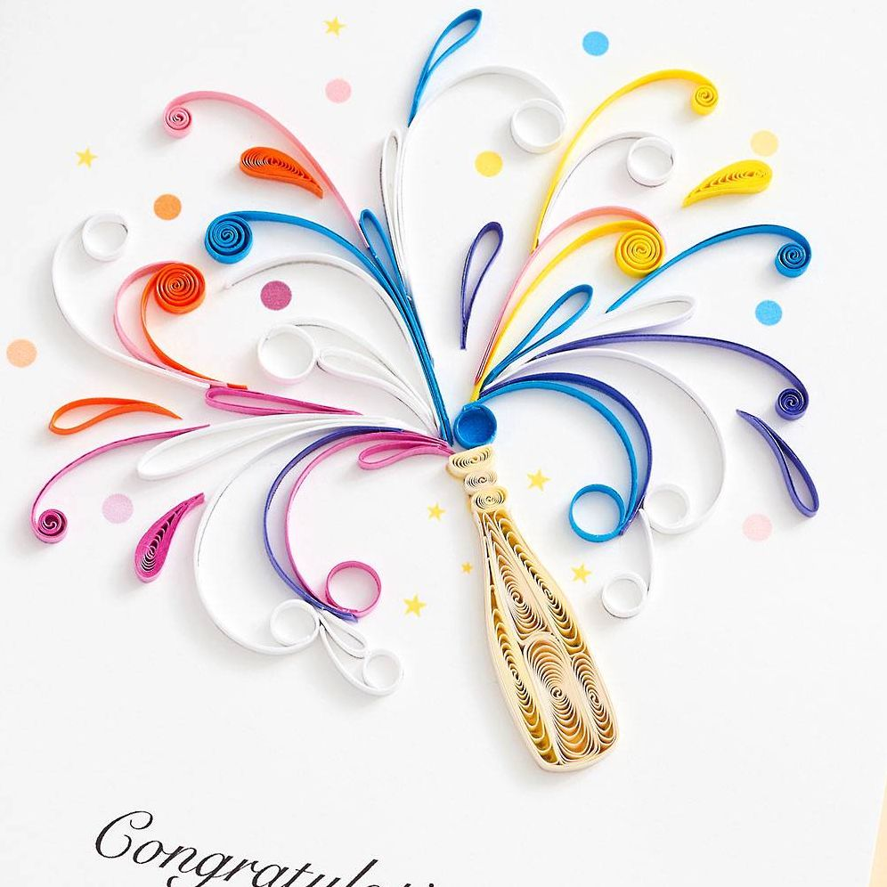 Alternative view of Quilling Champagne Bottle Congratulations Card