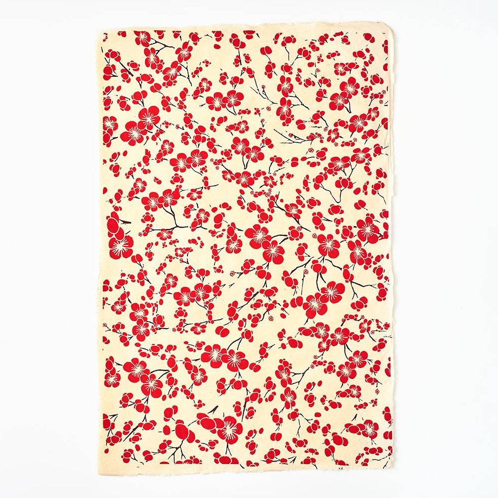 Alternative view of Red Blossoms On Cream Handmade Paper