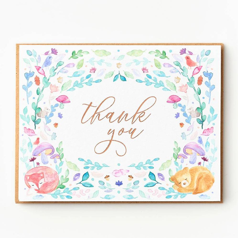 Alternative view of Pastel Woodland Thank You Card Set