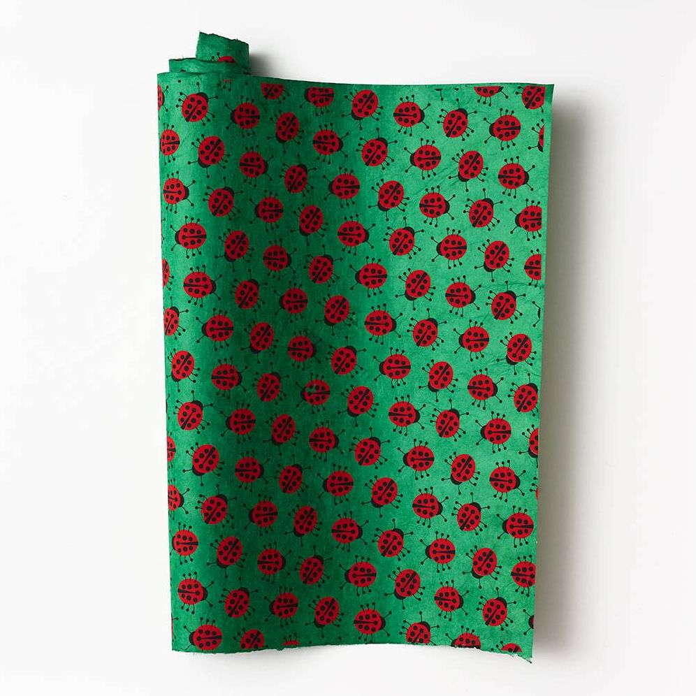 Alternative view of Lady Bugs On Green Handmade Paper