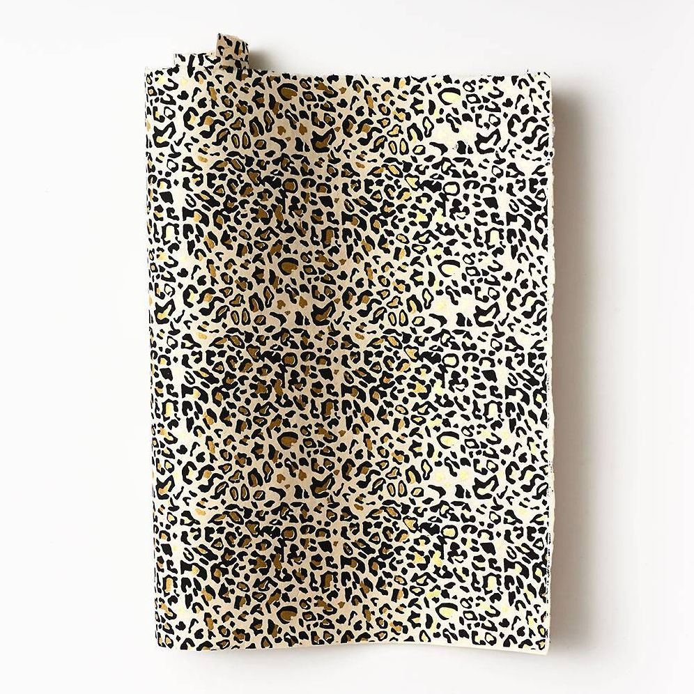 Gold Foil Cheetah Print On Cream Handmade Paper - Image 3