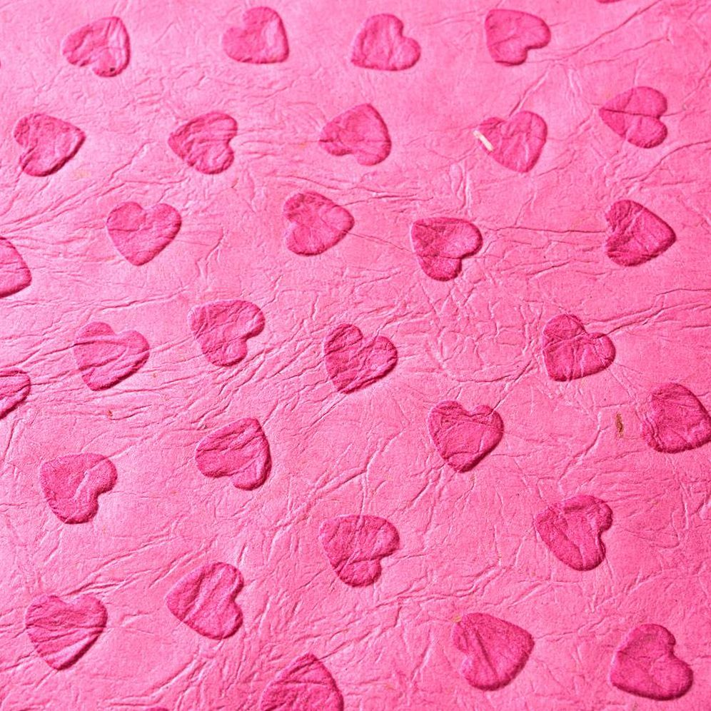 Embossed Heart On Pink Handmade Paper - Image 3