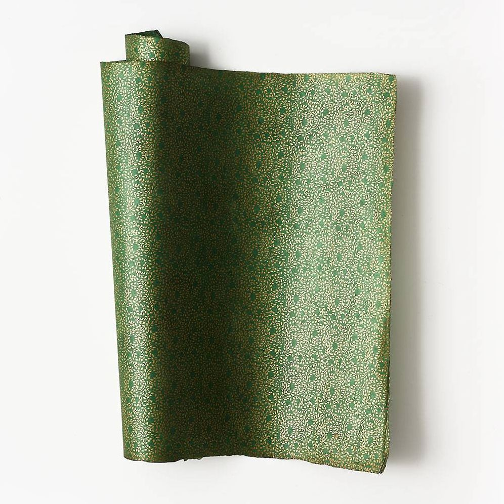 Alternative view of Gold Metallic Leaves on Green Handmade Paper