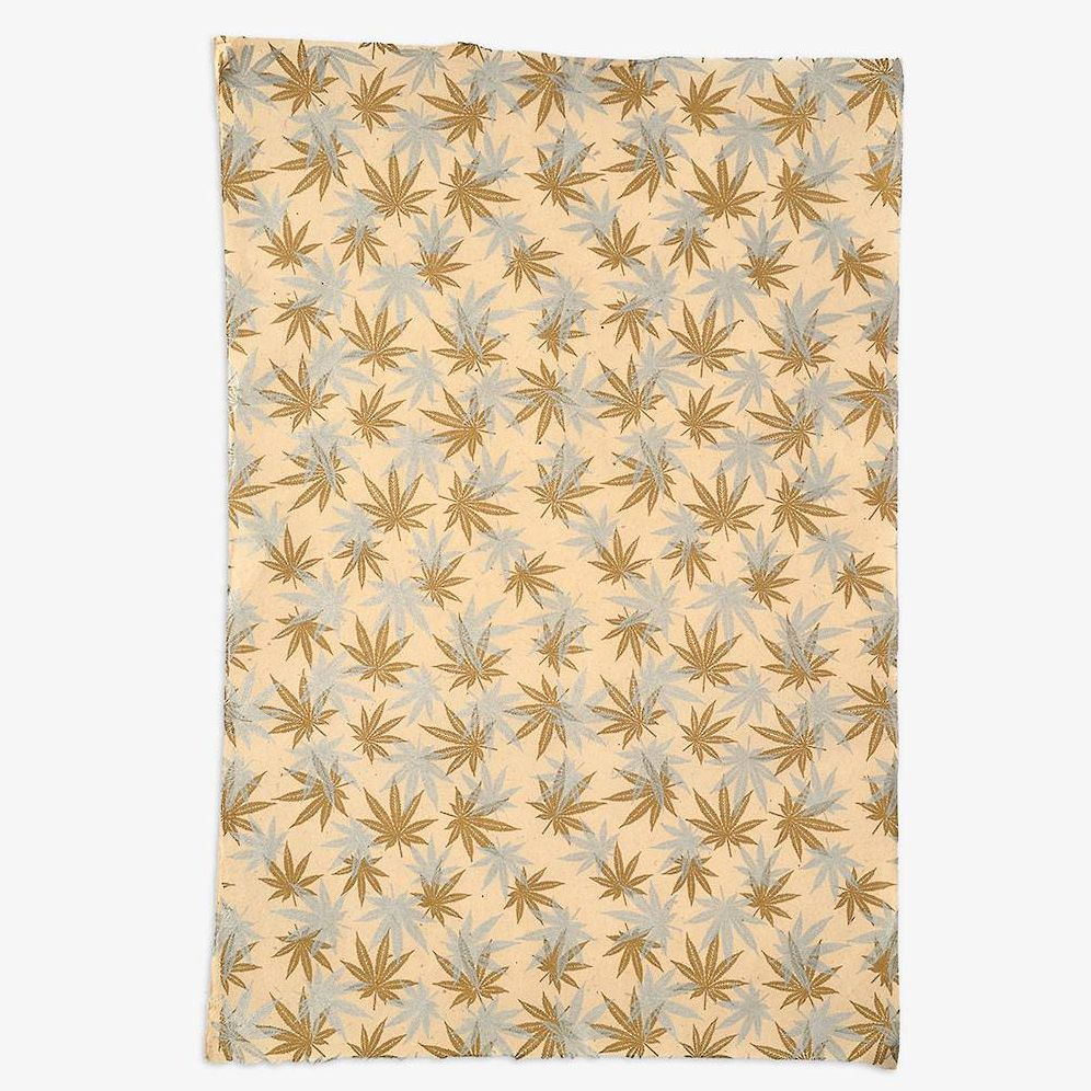 Alternative view of Hemp Leaves Metallic on Cream Handmade Paper