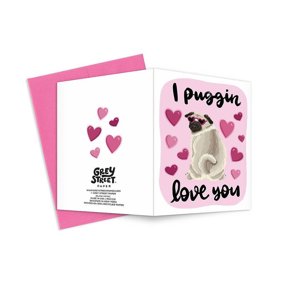 Alternative view of Puggin Love You Valentine's Day Card