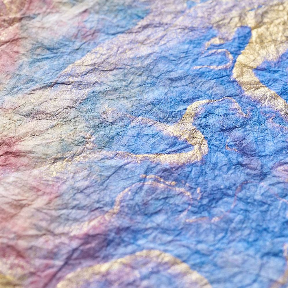 Blue/Purple/Gold Marbled Handmade Paper - Image 3