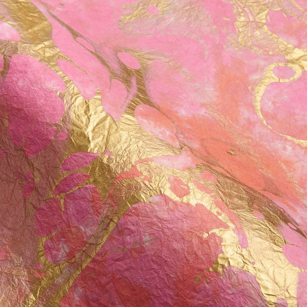 Alternative view of Hot Pink with Gold Marbling Handmade Paper