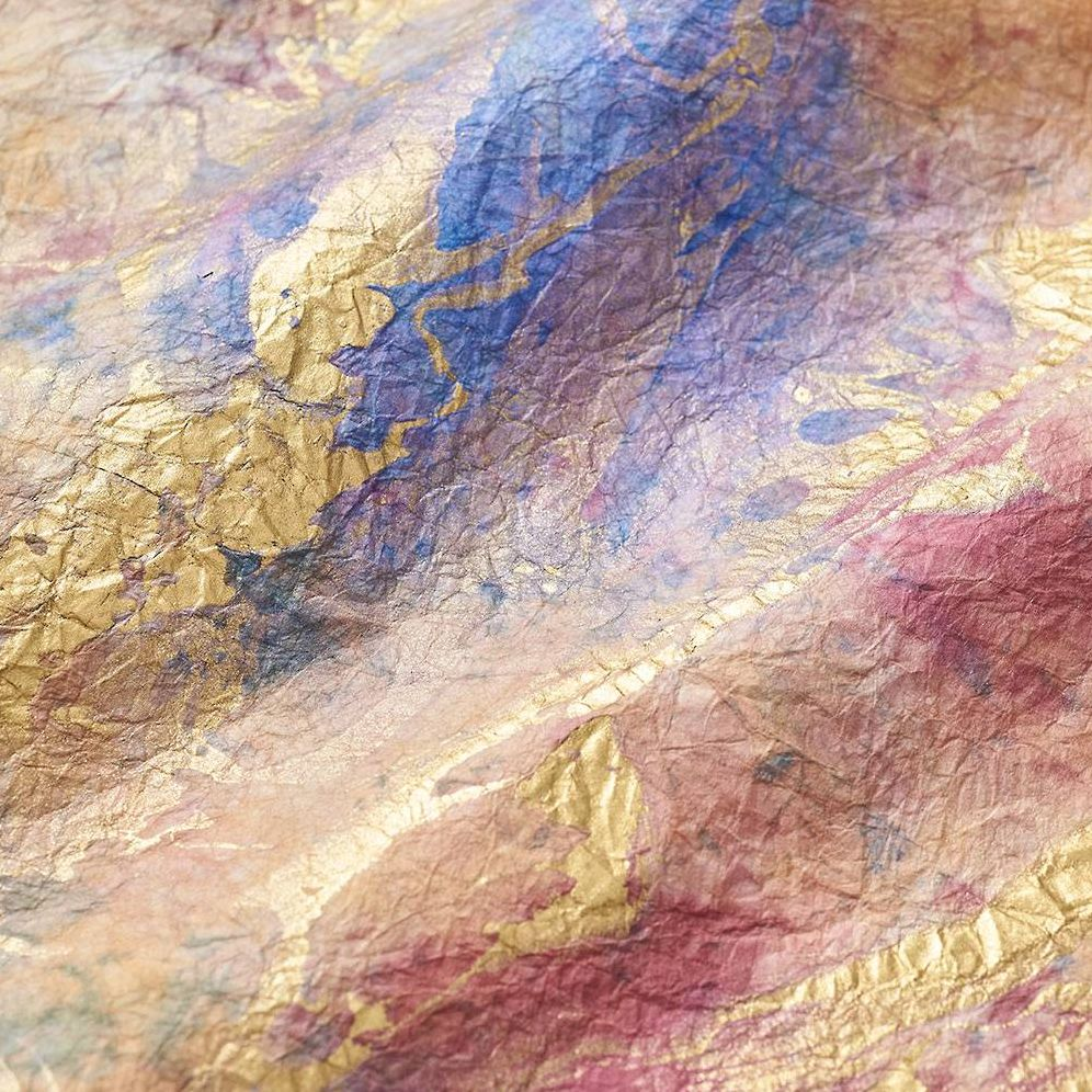 Blue/Purple/Gold Marbled Handmade Paper - Image 4